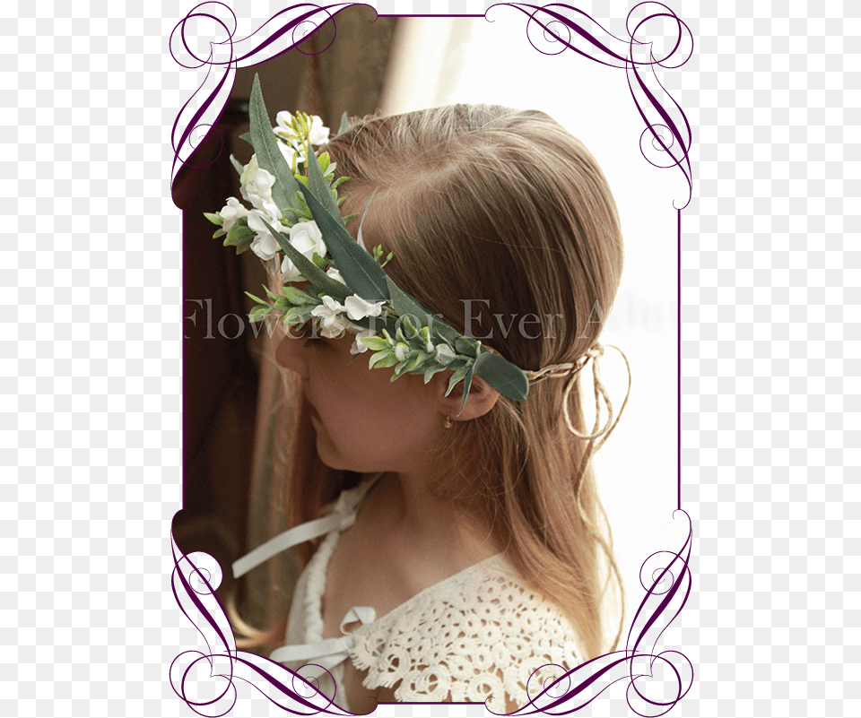 Silk Artificial White Wedding Floral Crown Halo With Girl, Accessories, Person, Flower Arrangement, Flower Png Image