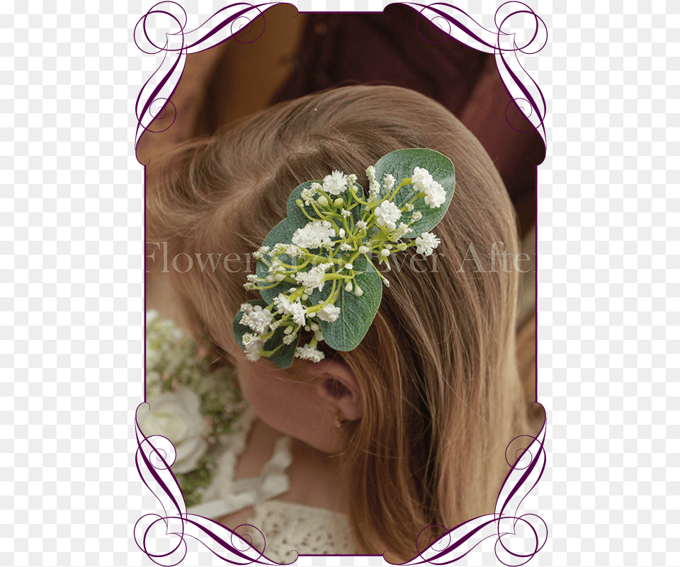 Silk Artificial White Wedding Hair Comb With Gum Foliage Headpiece, Accessories, Child, Female, Girl Free Png Download