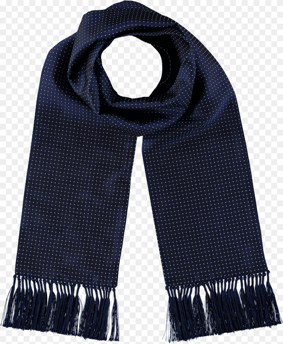 Silk Dress Scarf Navy With White Spots Scarf, Clothing, Stole Free Png Download