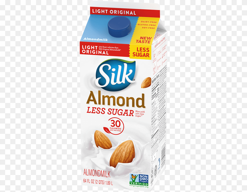 Silk Less Sugar Original Almondmilk Low Sugar Almond Milk, Food, Grain, Seed, Produce Free Transparent Png