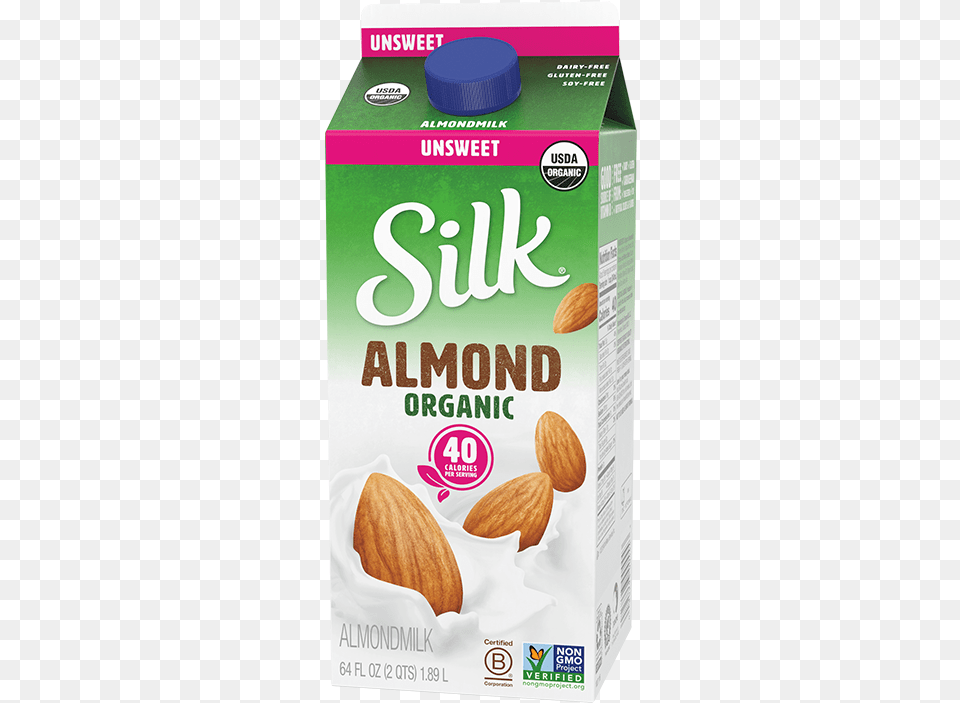 Silk Organic Unsweet Almondmilk Unsweetened Vanilla Almond Milk, Food, Grain, Produce, Seed Free Png