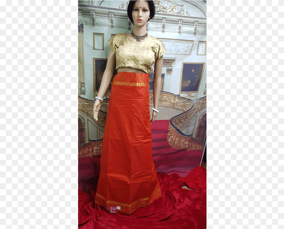 Silk Saree Orange Shade Gown, Blouse, Clothing, Dress, Evening Dress Free Png