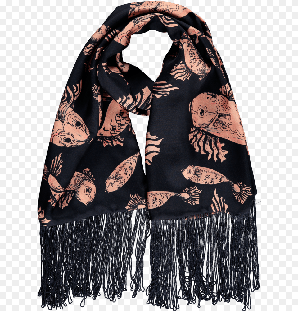 Silk Tassel Scarf Wide Stole, Clothing, Adult, Female, Person Free Png