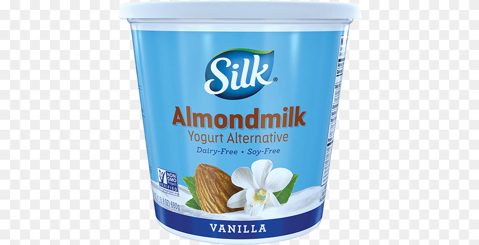 Silk Vanilla Almond Dairy Free Yogurt Alternative 24 Silk Yogurt Alternative Almond Dairy Free Plain, Dessert, Food, Fruit, Plant Png Image