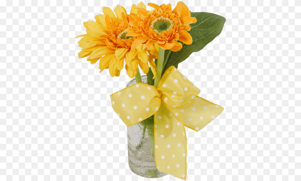 Silk Yellow Gerbera Daisy Bud Vase Connells Maple Lee Flowers Amp Gifts, Flower, Flower Arrangement, Flower Bouquet, Plant Free Png