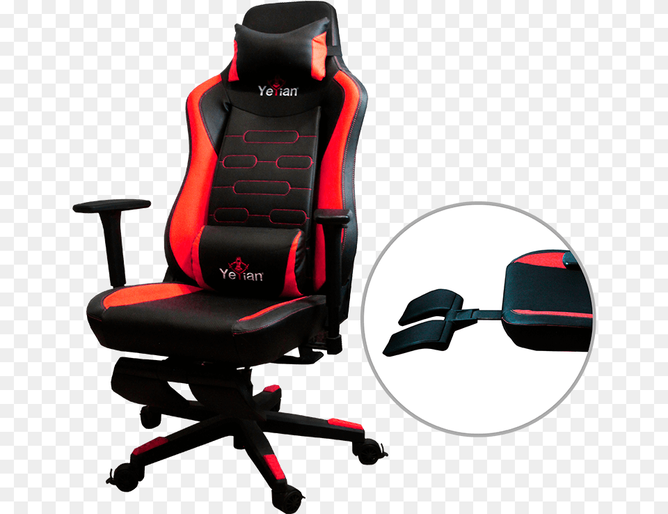 Silla Gaming Fury Yar 950 Roja Con Reposapies Office Chair, Cushion, Furniture, Home Decor, Accessories Png Image