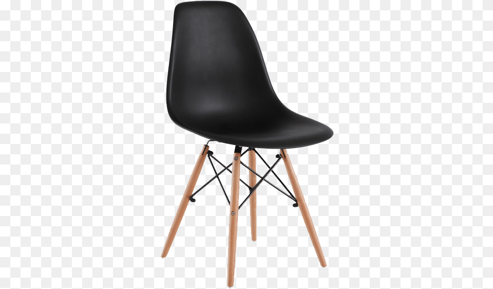 Silla Negra Dsw Eames Black Chair, Furniture, Plywood, Wood Png