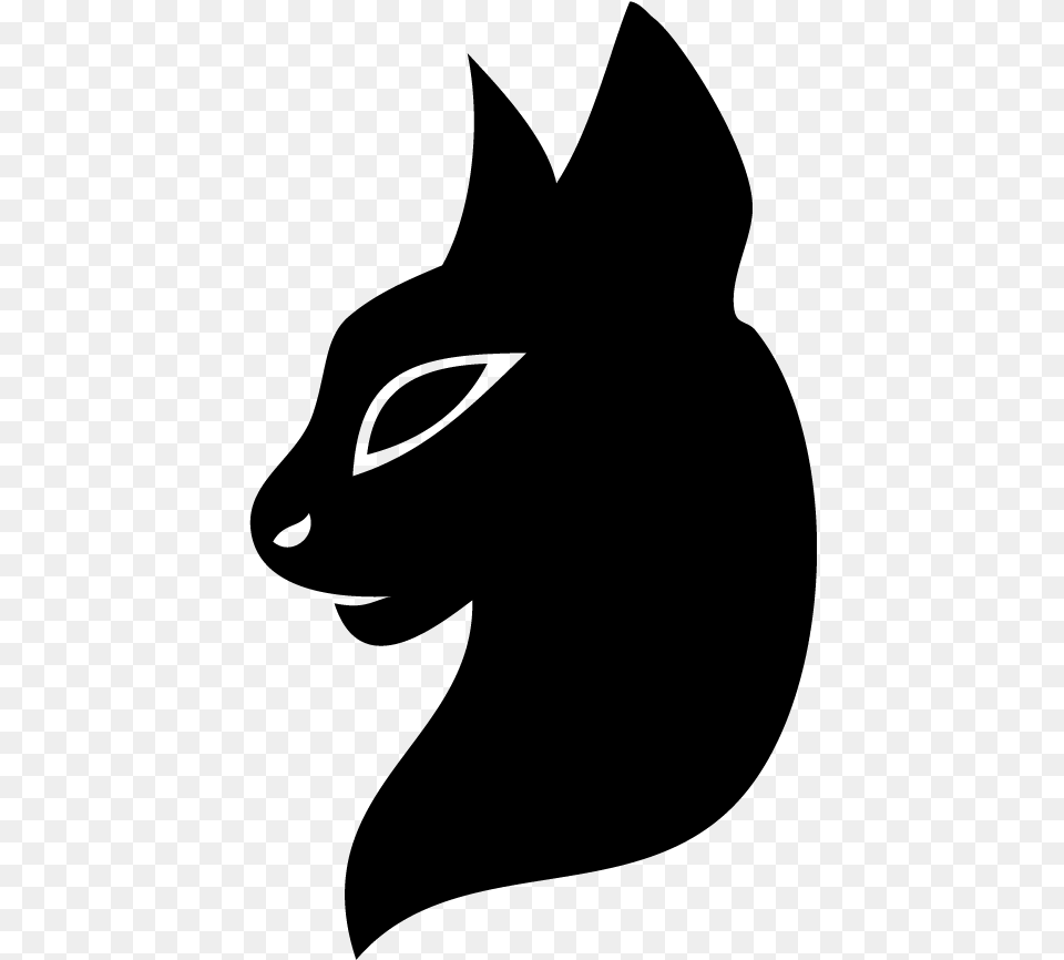 Sillouette Cat Head, Gray Free Png Download