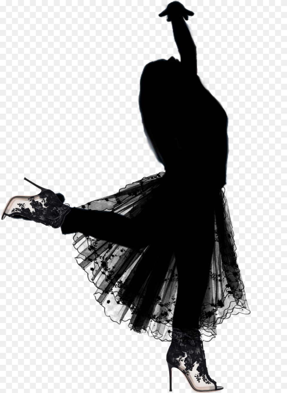 Silouette Girl Girlsilhouette Dancer Dancing Silhouette, High Heel, Shoe, Clothing, Footwear Png Image