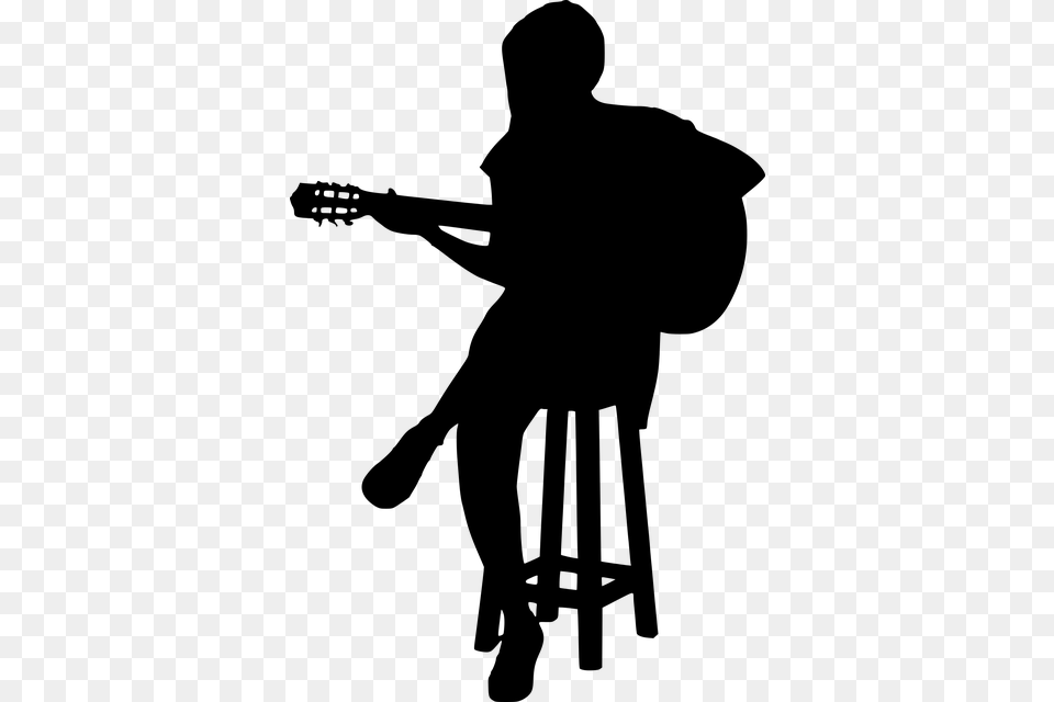 Silueta De Guitarrista Mujer, Gray Free Png Download