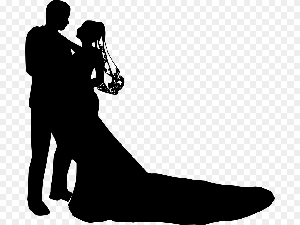 Silueta De La Boda Propuesta De Matrimonio Bride And Groom Silhouette Clip, Gray Free Transparent Png