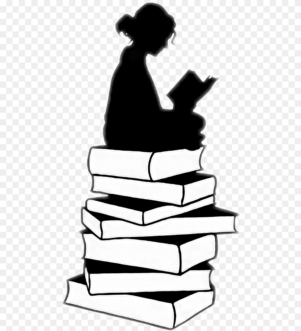 Silueta Libro Letra Lectura Silhouette Girl Reading, Book, Publication, Person, Face Free Png Download