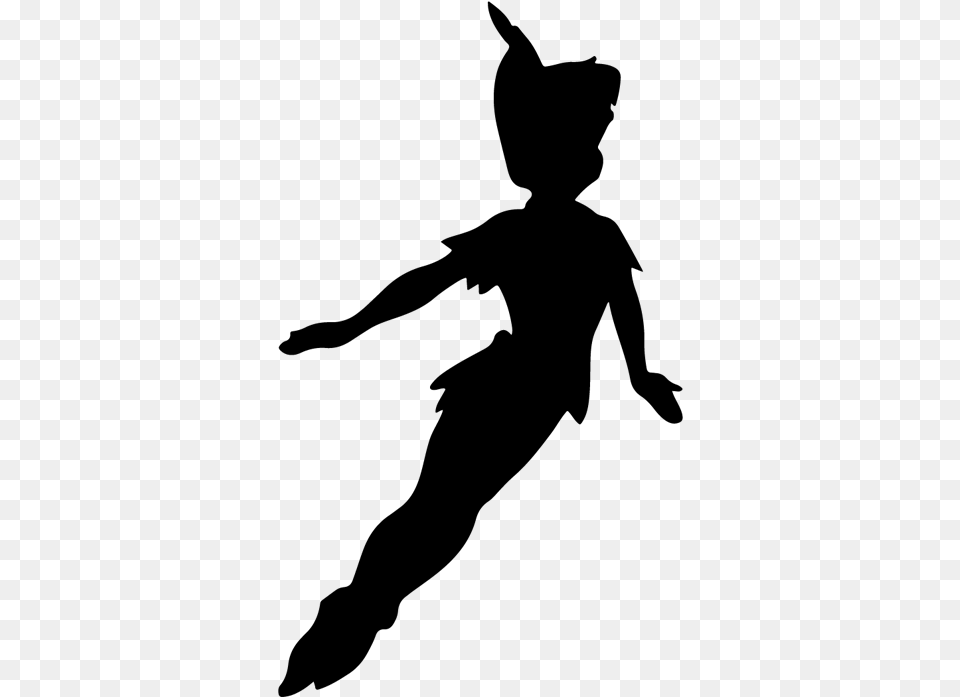 Silueta Peter Pan Ref Flying Peter Pan Silhouette, Gray Free Png Download