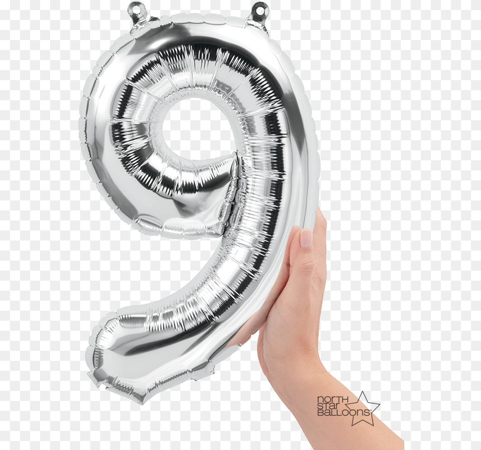 Silver 9 Number Balloon Number Balloon Rose Gold, Aluminium, Coil, Spiral, Text Png Image