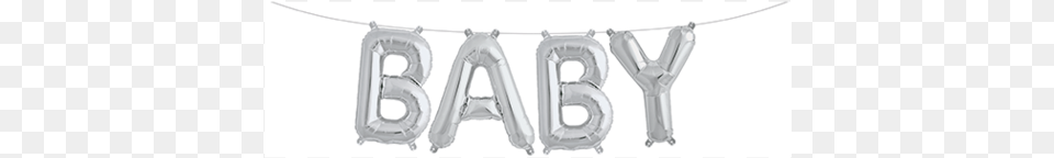 Silver Baby Balloon Banner For A Baby Shower Baby Silver Balloon, Text, Bathroom, Indoors, Room Free Png Download