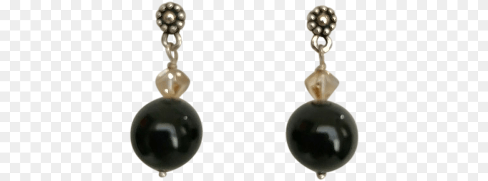 Silver Ball Motif Posts Black Pearl Earringsclass Earrings, Accessories, Earring, Jewelry Png