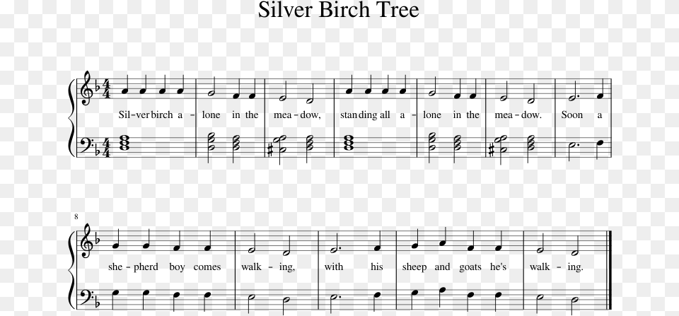 Silver Birch Tree Music Sheet, Gray Png