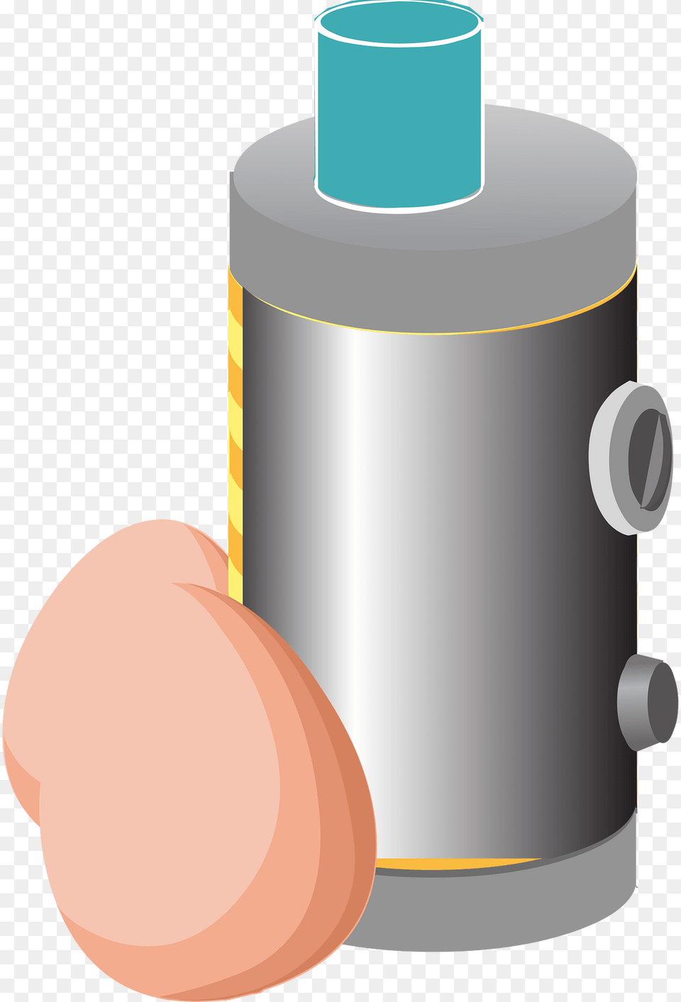 Silver Boiler And Two Pink Eggs Clipart, Bottle, Shaker Png Image