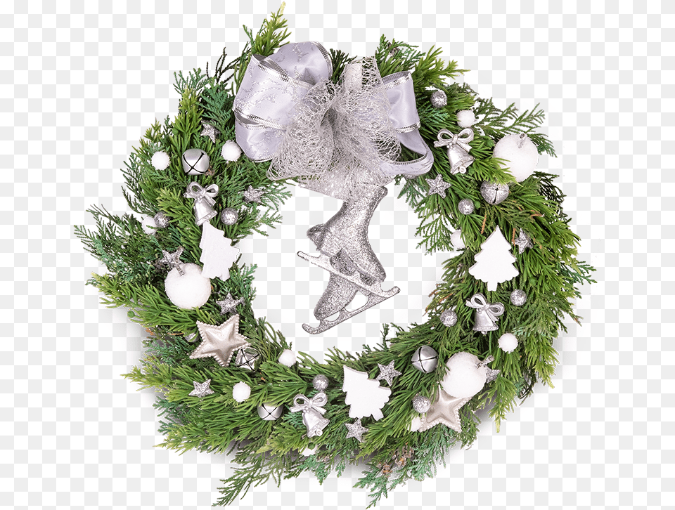 Silver Christmas Wreath, Plant Free Transparent Png