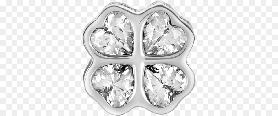 Silver Clover Charm With Clear Cz Stones For Use With Engagement Ring, Accessories, Diamond, Gemstone, Jewelry Free Transparent Png