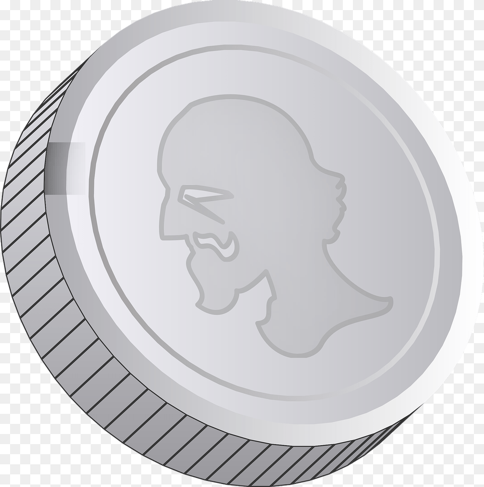Silver Coin Cartoon, Face, Head, Person, Money Free Png