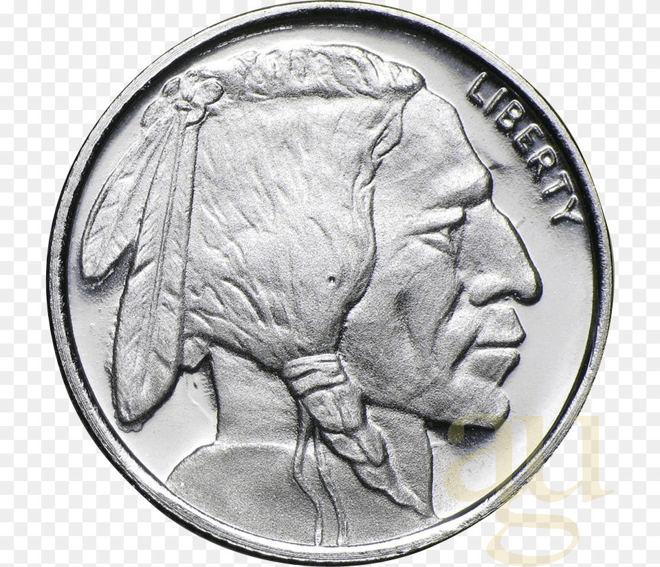 Silver Coin Image With Transparent Background 1 10 Oz Buffalo Silver, Money, Nickel, Face, Head Free Png