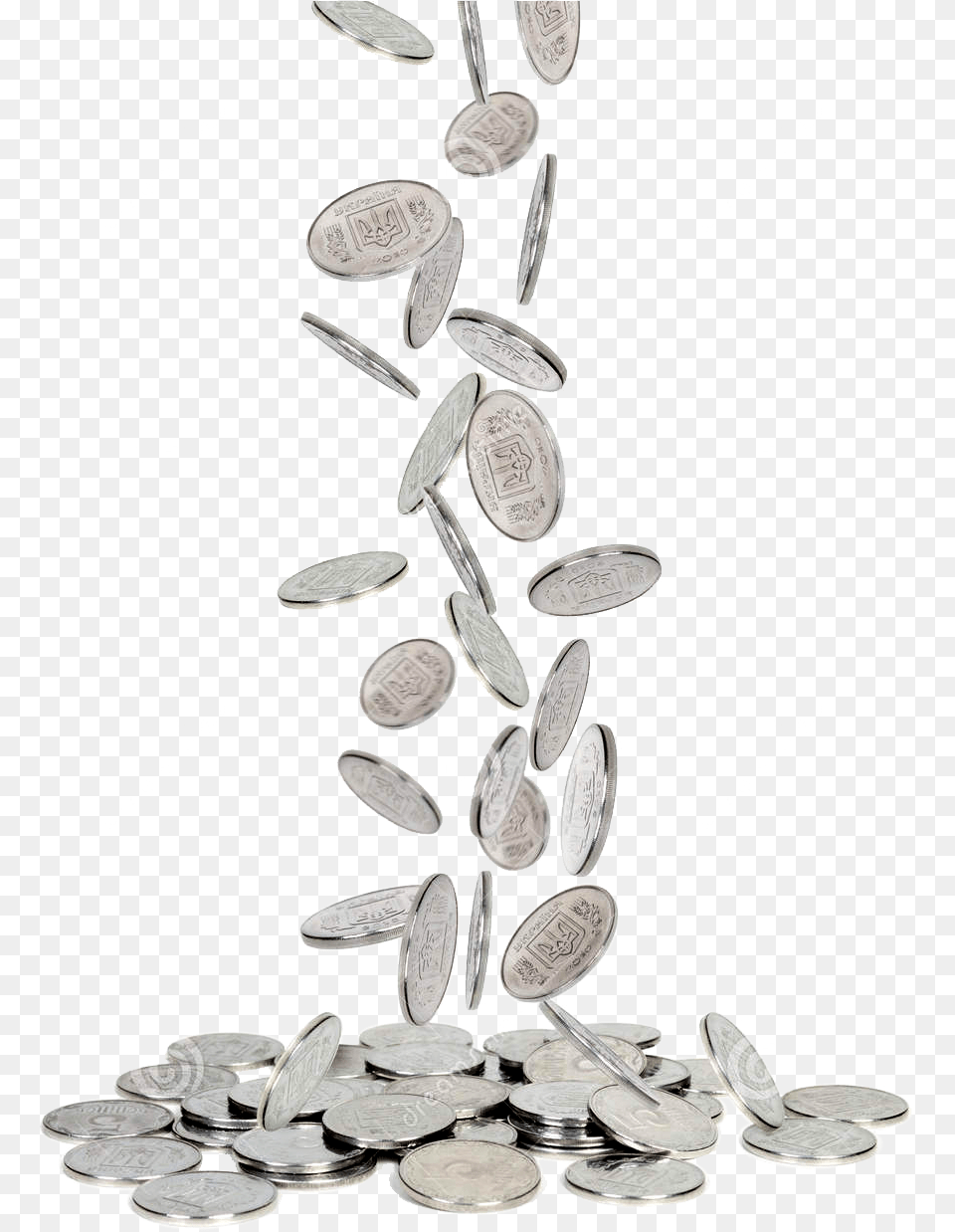 Silver Coins Falling Coins Falling Transparent Background, Coin, Money Free Png