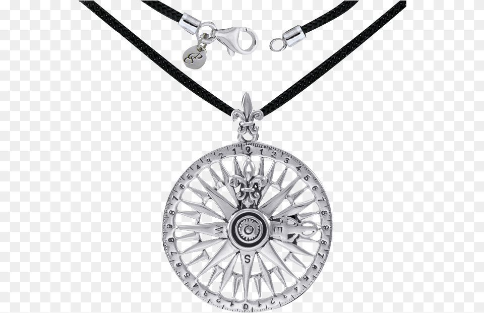 Silver Compass Rose Pendant And Cord Indian Flag For Background Editing, Accessories, Jewelry, Necklace, Diamond Png