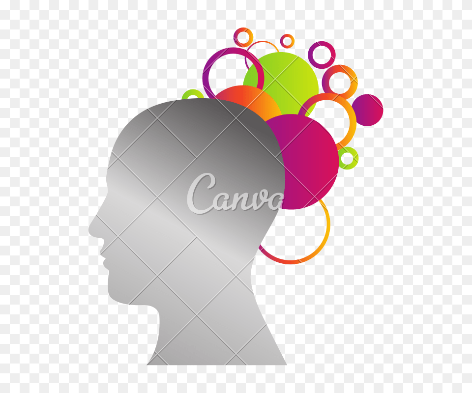 Silver Contour Human With Color Bubbles Icon, Art, Cap, Clothing, Graphics Png Image
