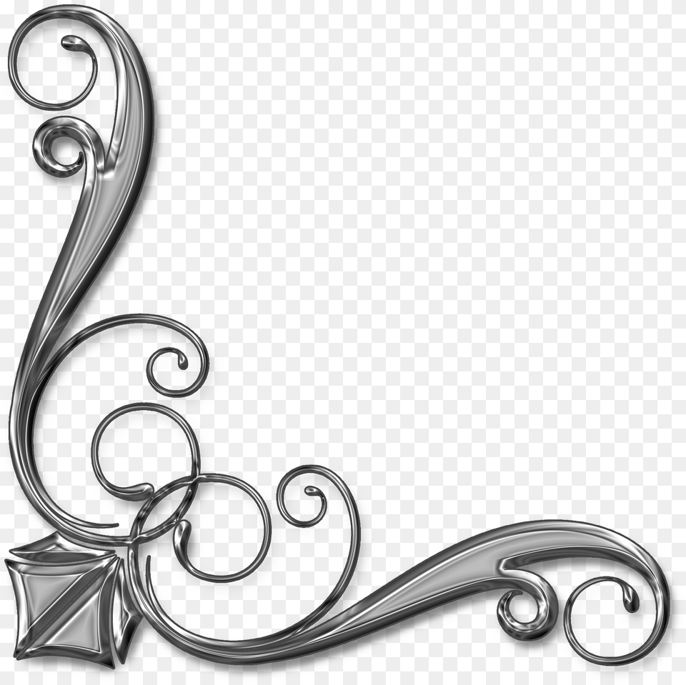 Silver Corner Borders, Art, Floral Design, Graphics, Pattern Png