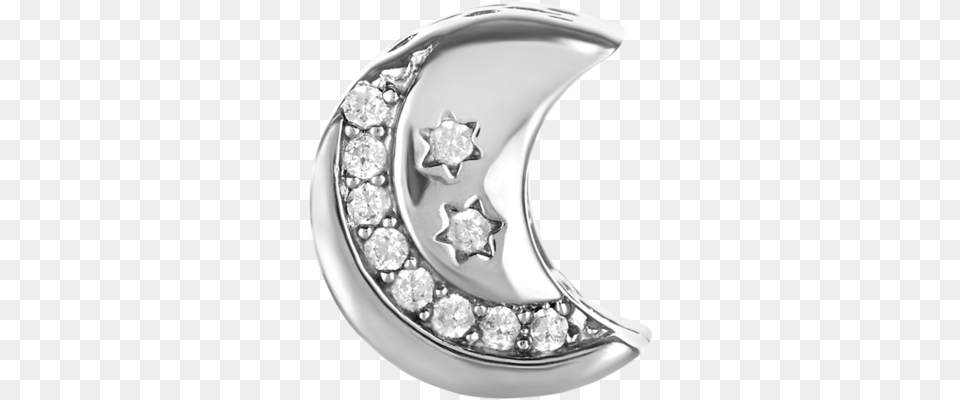 Silver Crescent Moon Bead For Use With Dbw Interchangeable Body Jewelry, Accessories, Diamond, Earring, Gemstone Free Png