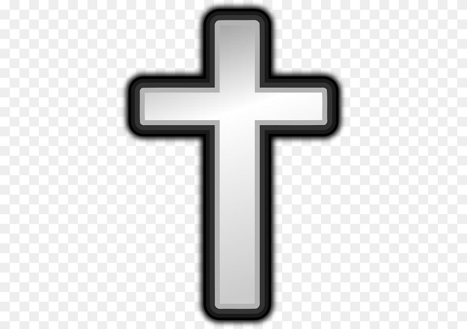 Silver Cross With Black Outline, Symbol Png