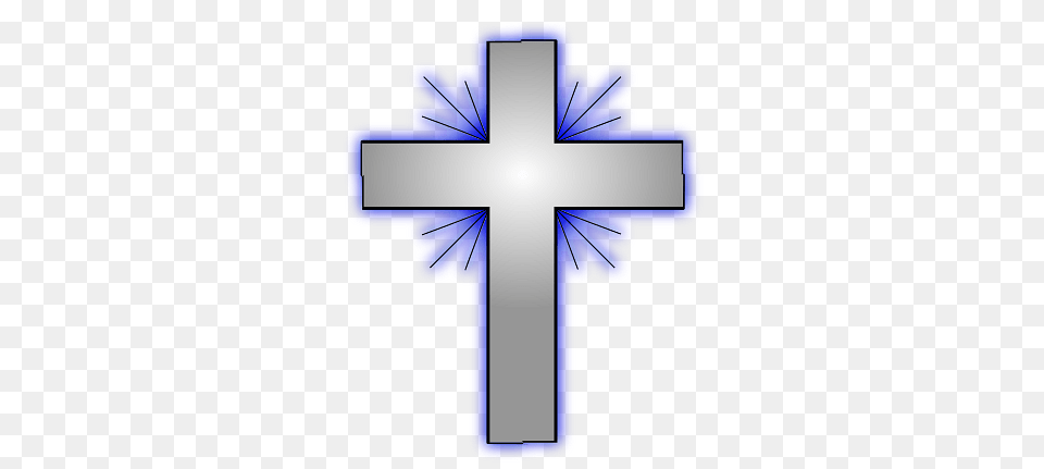 Silver Cross With Blue Flare, Symbol Png Image