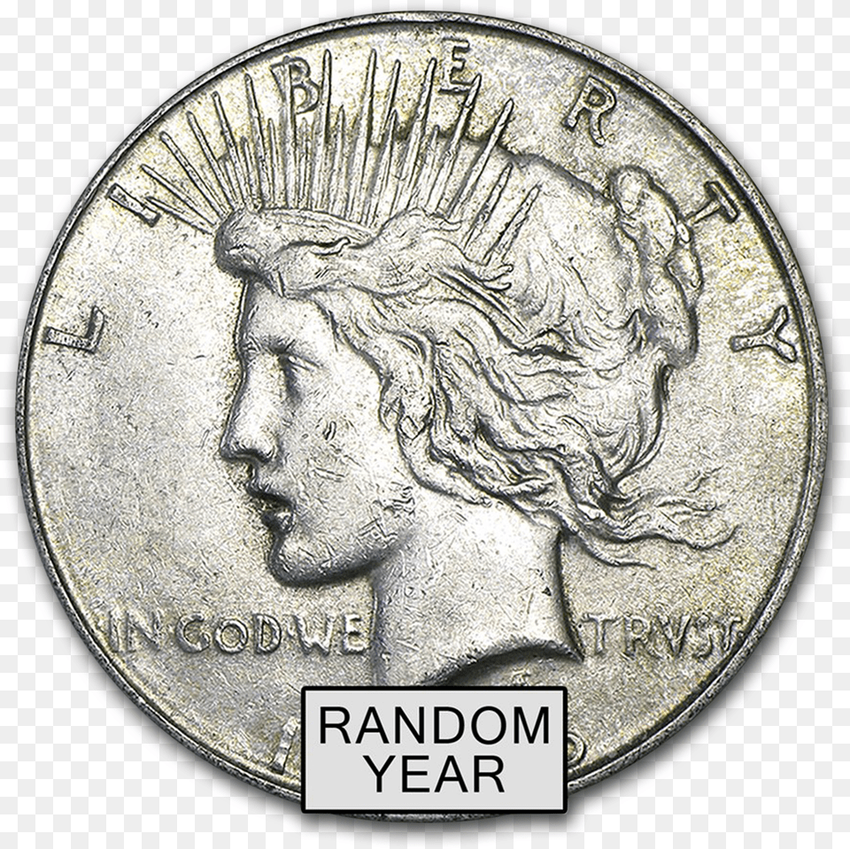 Silver Dollar Peace Dollar, Coin, Money, Face, Head Free Png