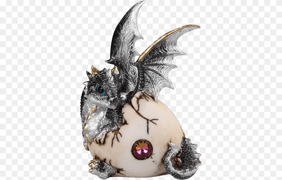 Silver Dragon Hatchling With Jeweled Egg Dragon Hatchling, Accessories, Animal, Bird Free Png Download