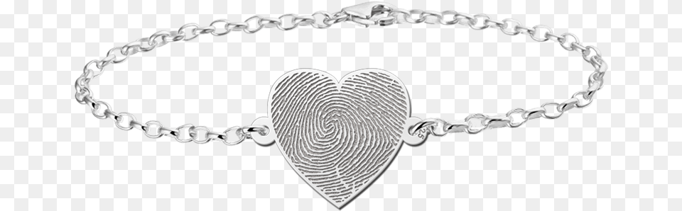 Silver Fingerprint Bracelet Heart Silver Bracelet Photo With Name, Accessories, Jewelry, Necklace Png