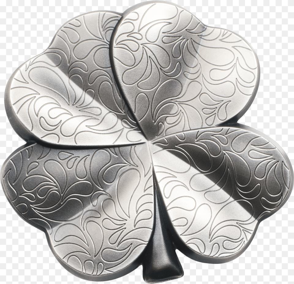 Silver Fortune Four Leaf Clover Shape 1 Oz Silver Coin Palau Silver Fourtune Coin, Accessories, Aluminium, Jewelry Free Png