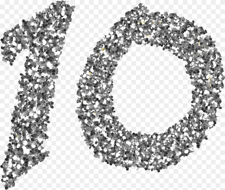 Silver Glitter Sparkle Number 10 Silver Glitter, Accessories, Diamond, Gemstone, Jewelry Free Png