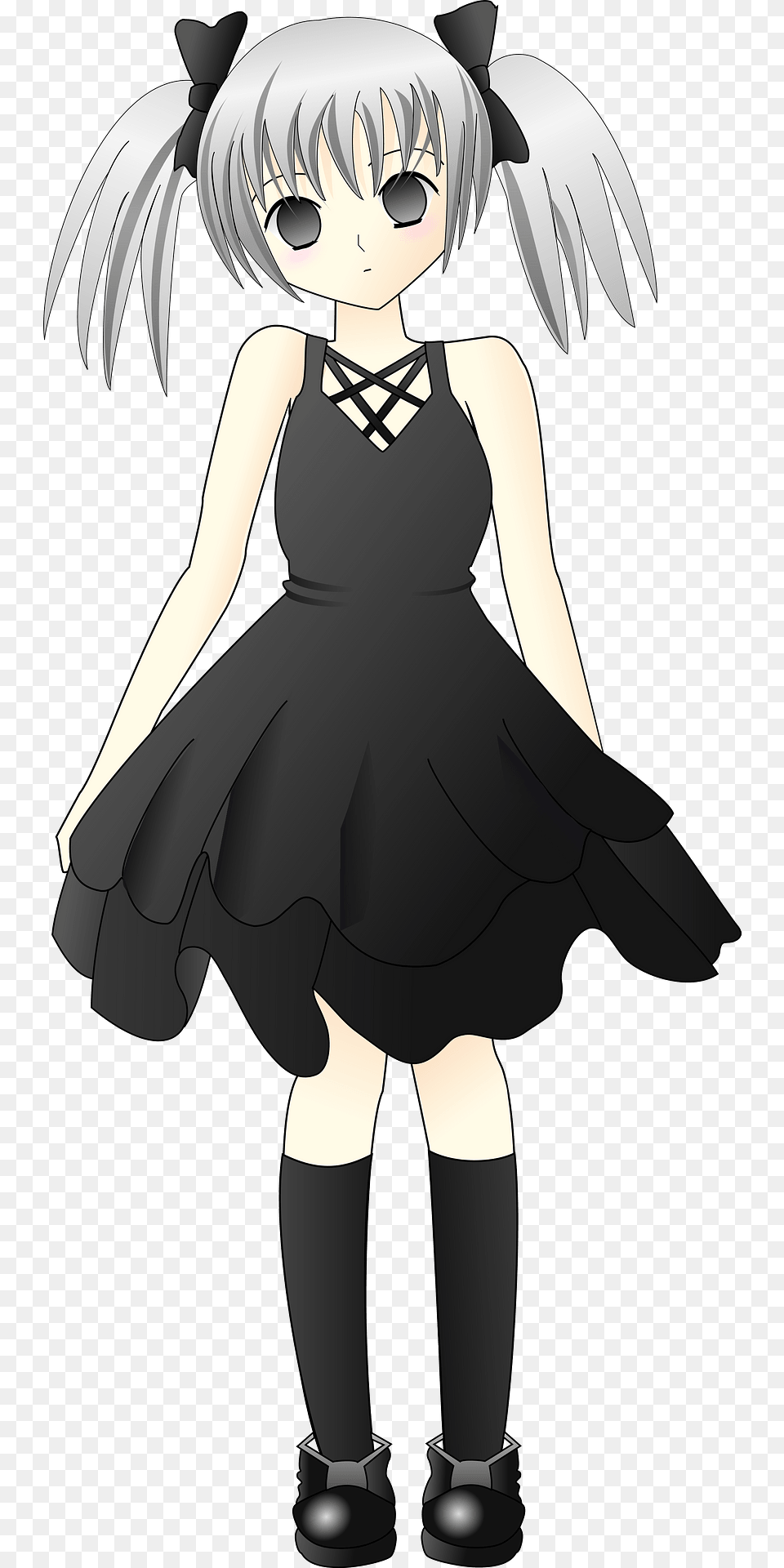 Silver Haired Girl In A Black Dress Clipart, Book, Comics, Publication, Adult Free Png