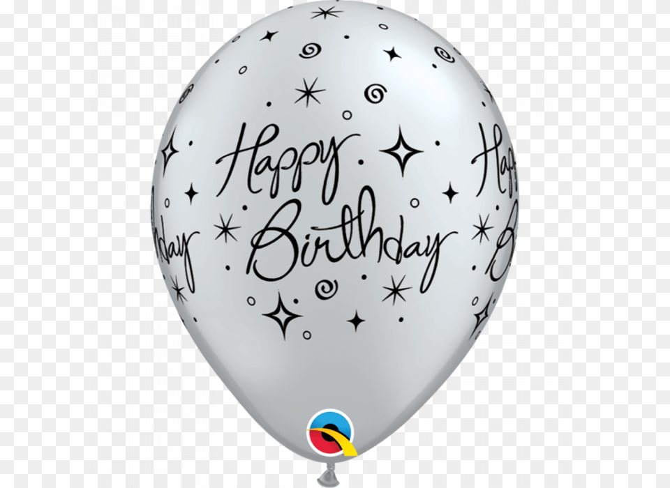 Silver Happy Birthday Balloons Happy Birthday Latex Balloons, Balloon, Text Free Png