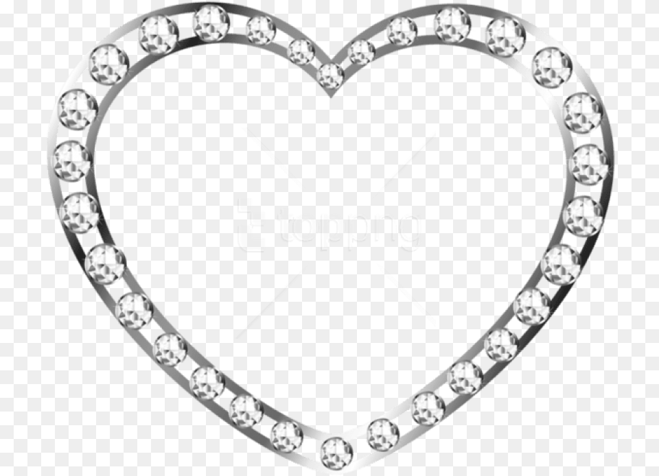 Silver Heart With Diamonds White Heart Frame, Accessories, Diamond, Gemstone, Jewelry Png Image