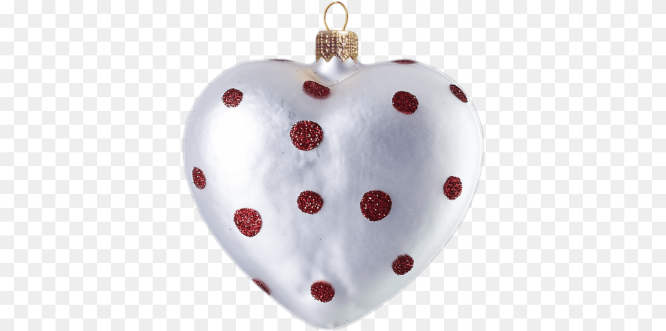 Silver Heart With Red Polka Dots Christmas Ornament Decorative, Accessories, Nature, Outdoors, Snow Png