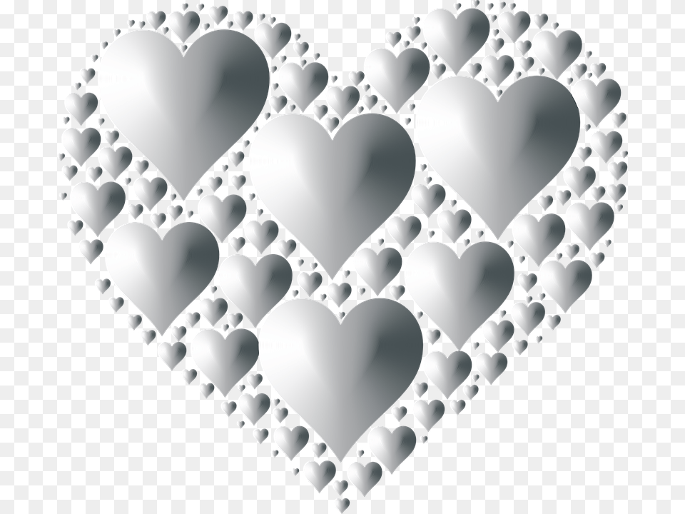 Silver Hearts Black And Whitepng Hearts, Accessories, Jewelry, Necklace, Diamond Free Png