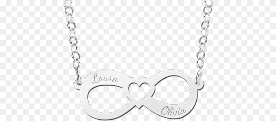 Silver Infinity Necklace With Two Names Naamketting, Accessories, Jewelry Free Png Download