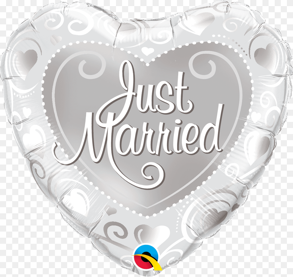 Silver Just Married Hearts Foil Balloon Just Married Foil Balloons India, Birthday Cake, Cake, Cream, Dessert Png Image