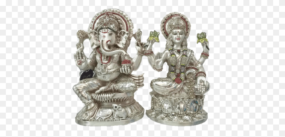 Silver Laxmi Ganesh Murti, Art, Figurine, Pottery, Porcelain Free Transparent Png