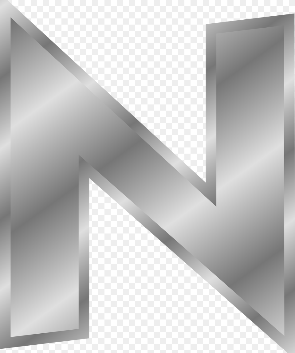 Silver Line Letter N In Gold, Gray, Aluminium, Triangle, Text Png Image