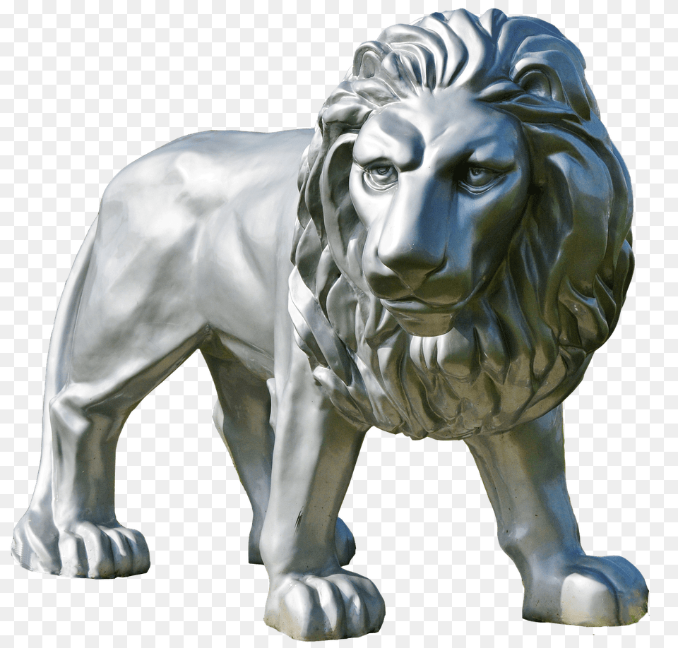 Silver Lion Statue, Wildlife, Mammal, Animal, Art Free Transparent Png