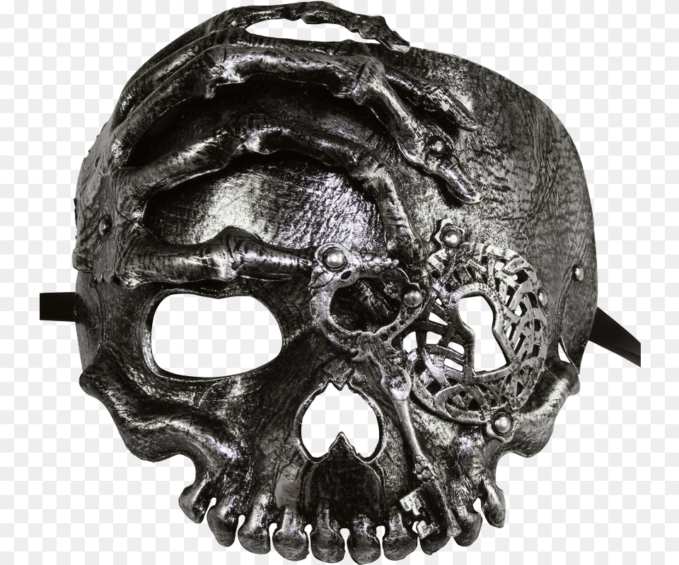 Silver Lock And Key Skull Mask Skull, Accessories, Machine, Wheel, Face Png Image