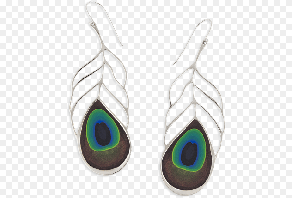 Silver Long Peacock Feather Earrings Earring, Accessories, Jewelry, Gemstone Free Transparent Png